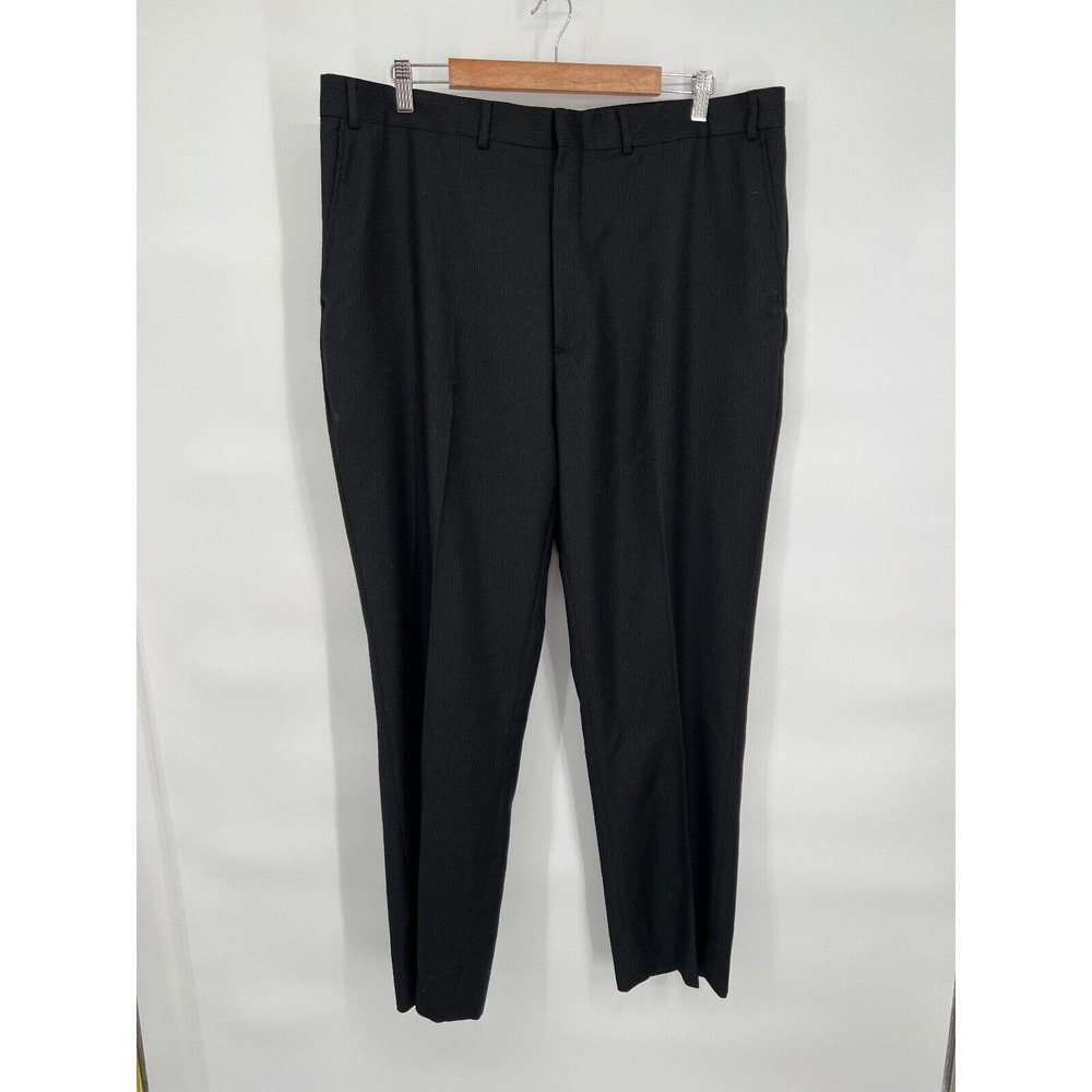 Kenneth Cole Select Black Pinstripe Dress Pants Wool Blend 48XL 42XL